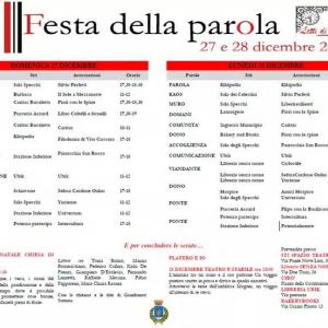 FESTA DELLA PAROLA: IL VIANDANTE (a cura Sefora Cardone Onlus): 27 dicembre 2015, "Schiavone Abbigliamento" (ore 17,00/18,00 - V. Due Torri, n° 35/37, Potenza) - 28 dicembre 2015, "Libreria Senza Nome" (ore 17,00/18,00 - V. Due Torri n° 36). FESTA DELLA PAROLA: IL VIANDANTE (a cura Sefora Cardone Onlus): 27 dicembre 2015, "Schiavone Abbigliamento" (ore 17,00/18,00 - V. Due Torri, n° 35/37, Potenza) - 28 dicembre 2015, "Libreria Senza Nome" (ore 17,00/18,00 - V. Due Torri n° 36).