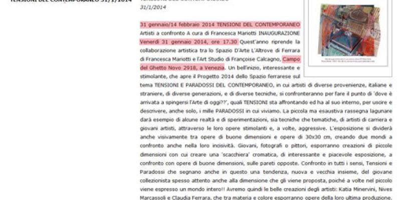 TENSIONI DEL CONTEMPORANEO  Artisti a confronto 
