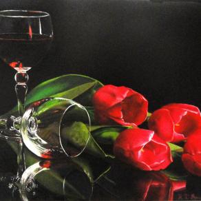 Bicchieri con tulipani