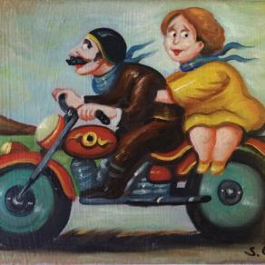 Salvo Lombardo - In moto - olio su tela - 30 x 20