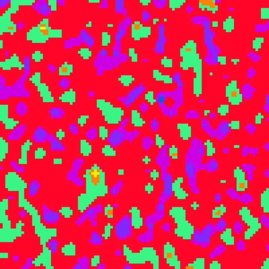 Growing colour structure – flocking, Path-4 Growing colour structure – flocking, Path-4