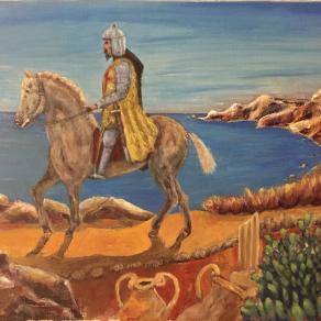 Giuseppe Ruvolo (Italia) - Fusione cielo, mare, storia - acrilico su tela - 40 x 30