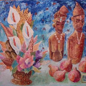 FIORI e NATURE MORTE (fiori,melegrane e busti africani)