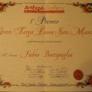 Ritirato il Primo Premio Internazionale "Gran Targa Leone San Marco" a cura di Artexpò Gallery