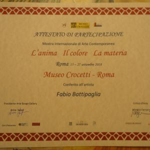 Artista Fabio Battipaglia partecipa a mostra collettiva internazionale presso Museo Crocetti a Roma