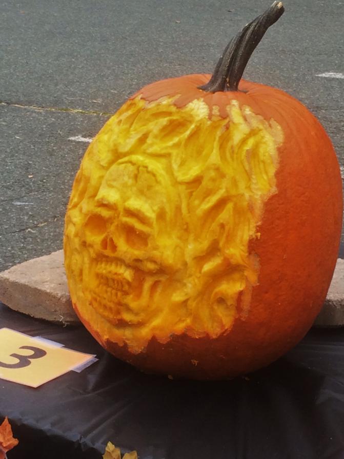 Flaming Skull 3D Pumpkin Carve