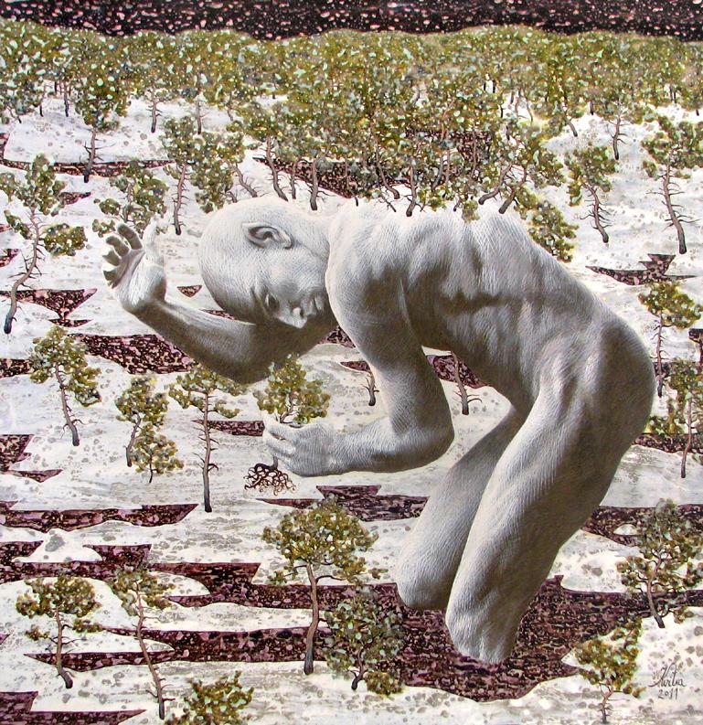 The swamp devil is planting a pines