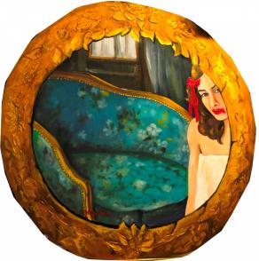 Alba D'alpaos - Allo specchio - olio su legno - 80 x 80