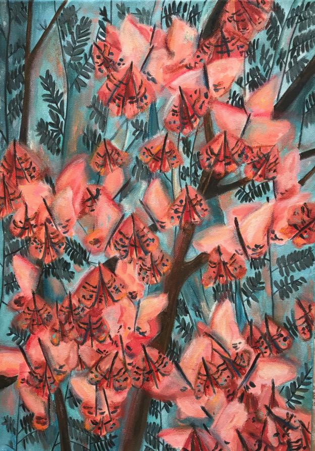 Athanasia Karatza - Fiori - acrilico su tela - 35 x 50