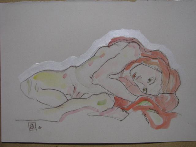 NUDO ACCOVACCIATO CON CAPELLI ROSSI