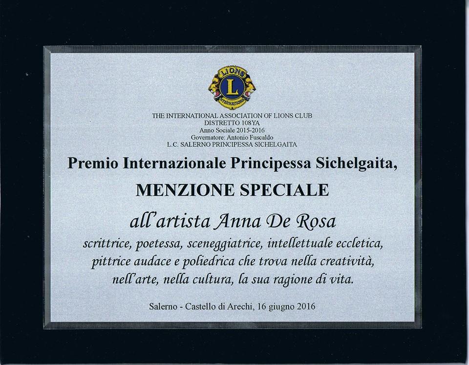 PREMIO LIONS PRINCIPESSA SICHELGAITA 2016 PREMIO LIONS PRINCIPESSA SICHELGAITA 2016