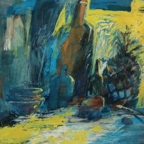 Still-life with pineapple and a coconut