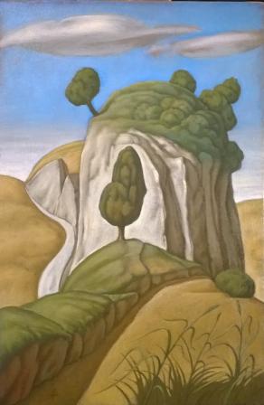 paesaggio con cipresso