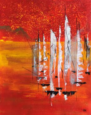 Chiara Rossetti - Regata - acrilico su cartoncino - 40 x 50