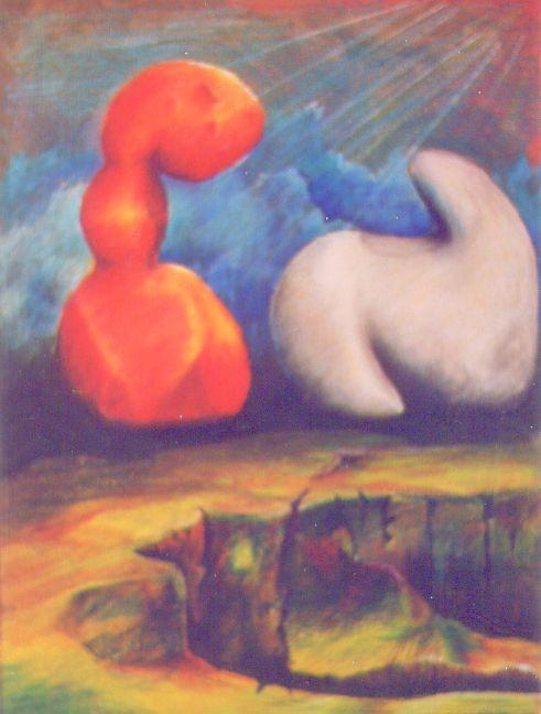 megaliti in bianco e rosso