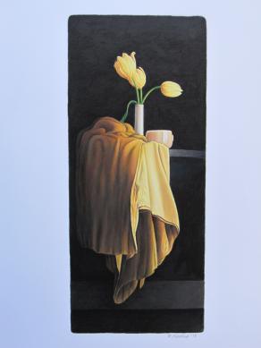 natura morta con tulipani