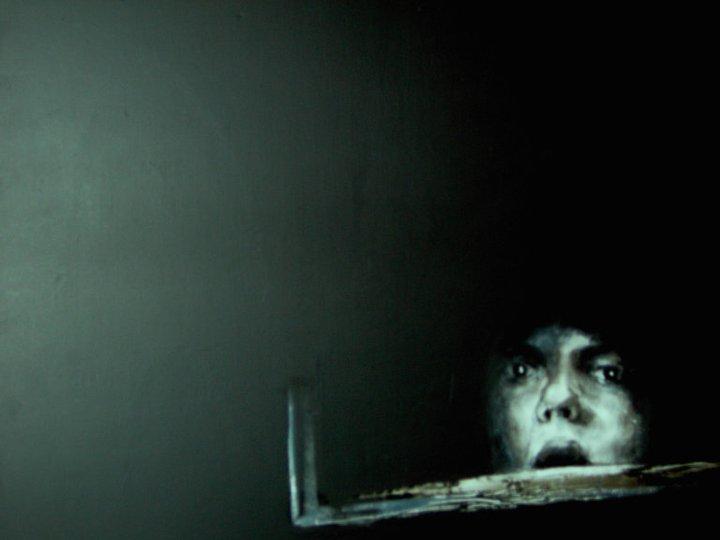 Delia sforza "Saturno" tecnica mista su tavola, 80x100 cm, 2004 