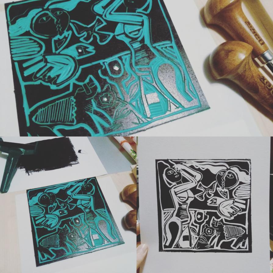 Incisione Linocut - Omaggio a Guillaume Corneille