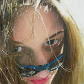 Sguardo con occhiali blu