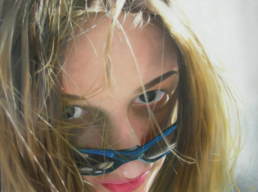 Sguardo con occhiali blu