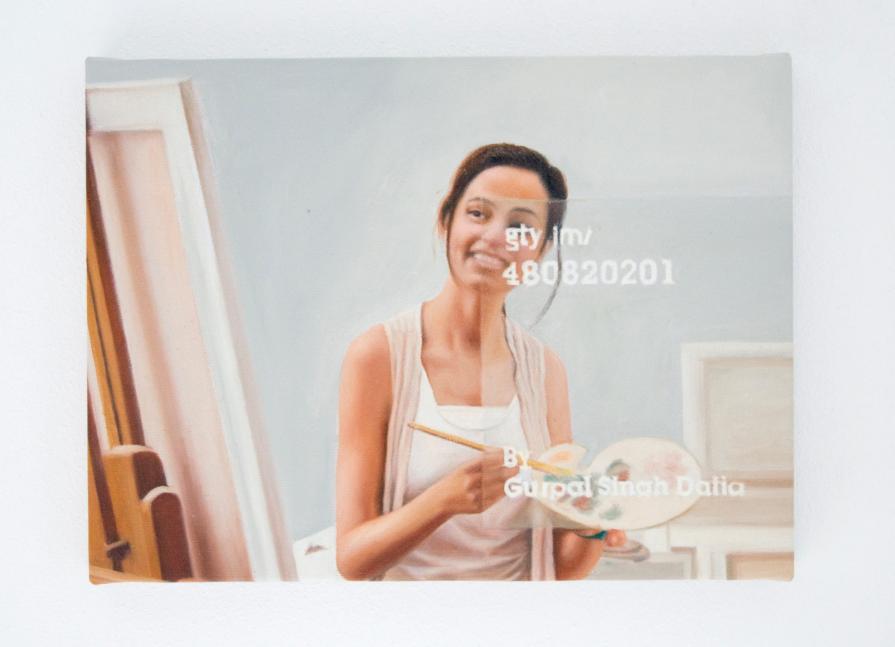 A Contemporary Portrait of the Internet Artist - Young female artist painting on canvas at home