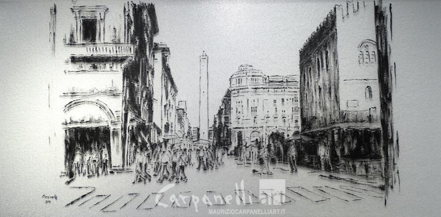 Bologna: via Rizzoli vista dall'incrocio di Via Indipendenza e Via Ugo Bassi