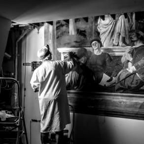 Sansepolcro. restorer and Piero della Francesca Sansepolcro. restorer and Piero della Francesca