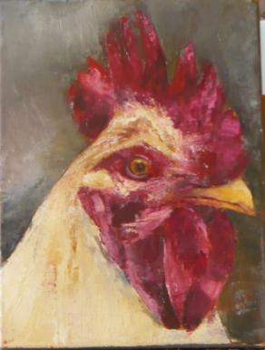 the cock - olio su tela 18x24