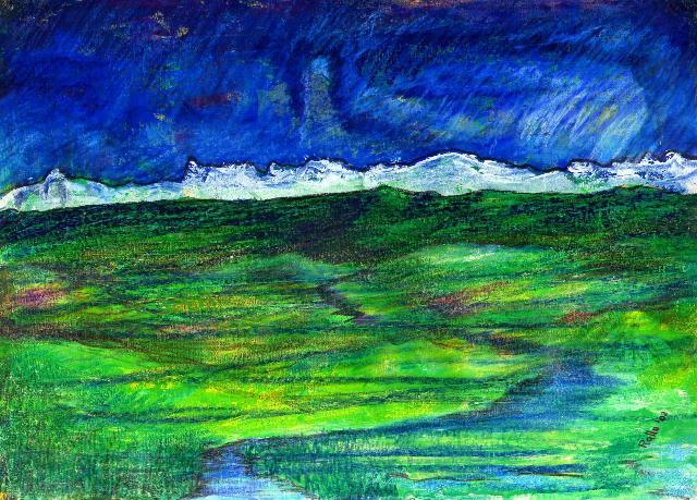 orizzonte con montagne bianche