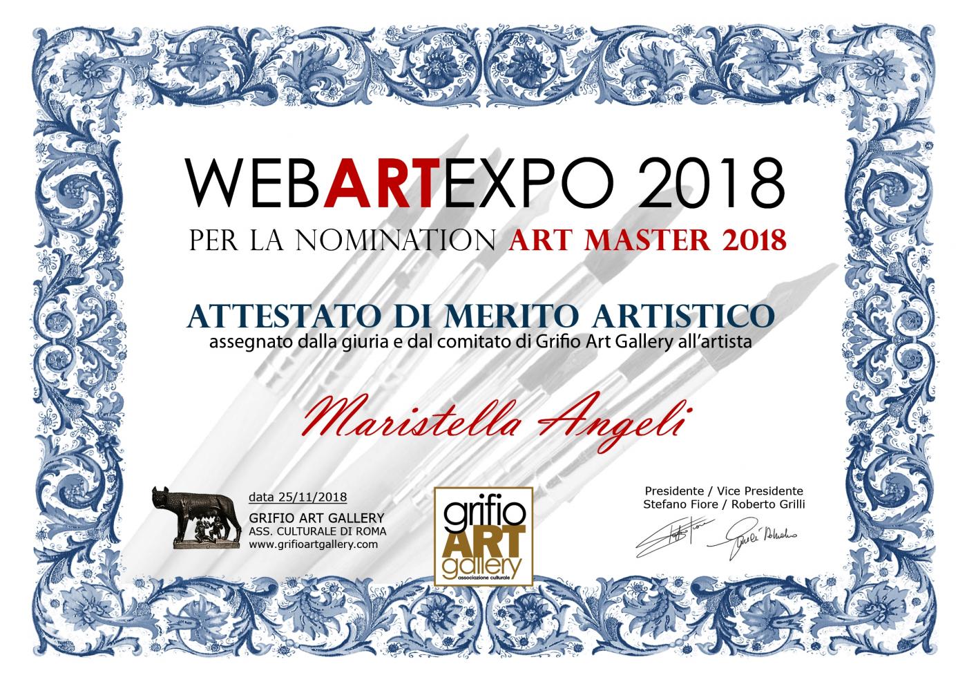 Maristella Angeli, receives the Artistic Merit Certificate at the Webartexpo