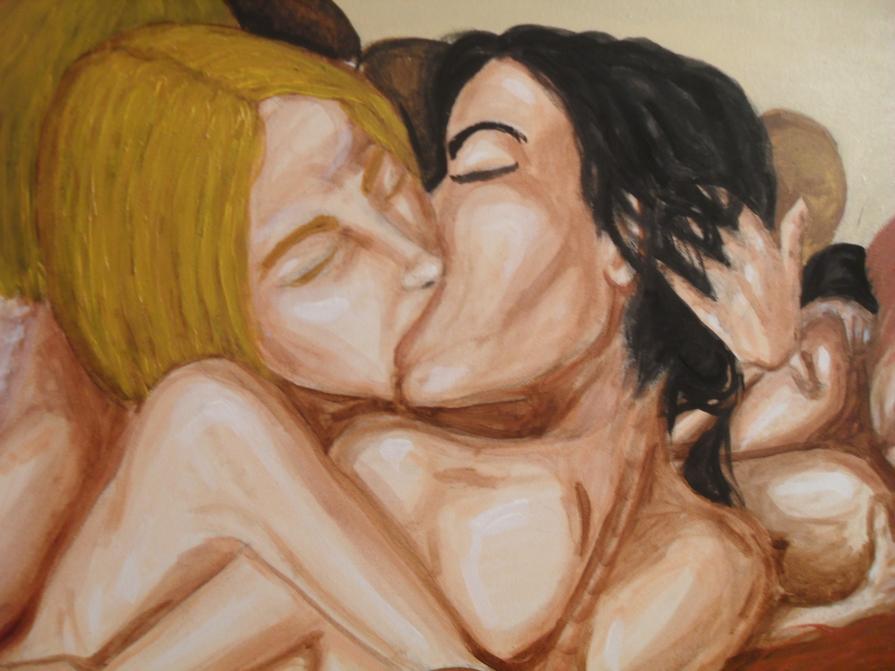 Incontro di gruppo fra giovani donne - Idea eccitante - Nude tutte insieme (particol.)