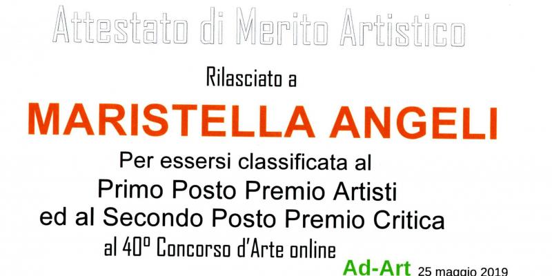 Attestato di Merito Artistico a Maristella Angeli Attestato di Merito Artistico a Maristella Angeli