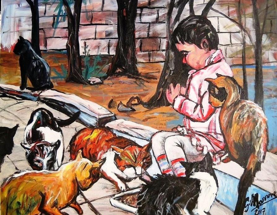 "La bambina e i gatti"