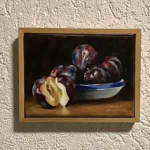 Pflaumen  olio su Lino 20 x 15 cm