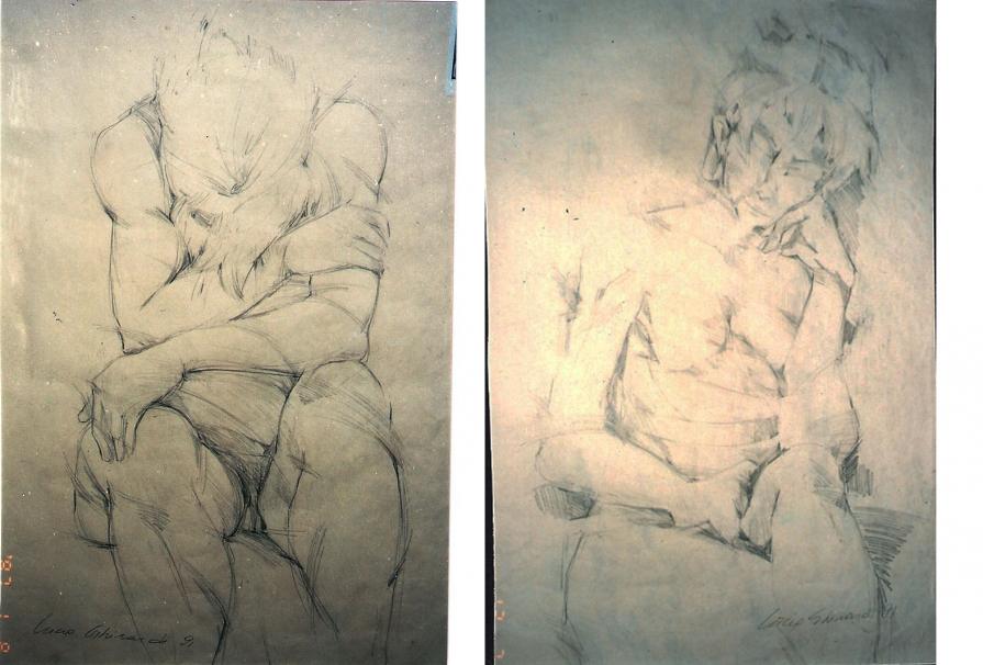 Dittico: sfaccettature di un nudo di donna (studio preparatorio)