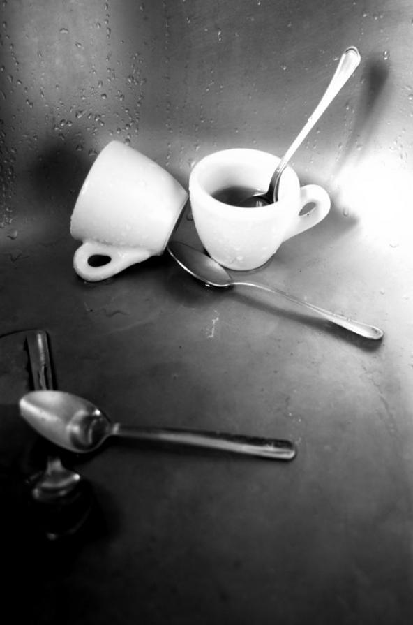 Coffee cups and teaspoons