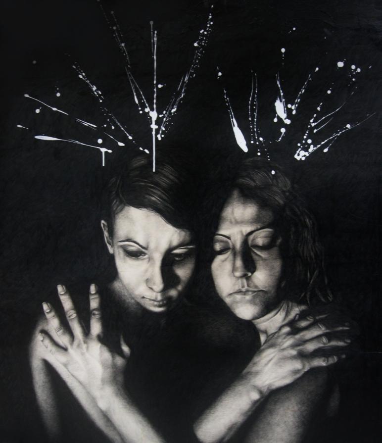 Black and White grafite e acrilico su tavola 