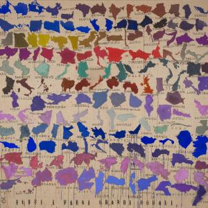 TUTTI I PAESI GRANDI UGUALI, 2015, tecnica mista su tela, 191 x 200 x 3 cm