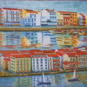 mosaico di una citta marina