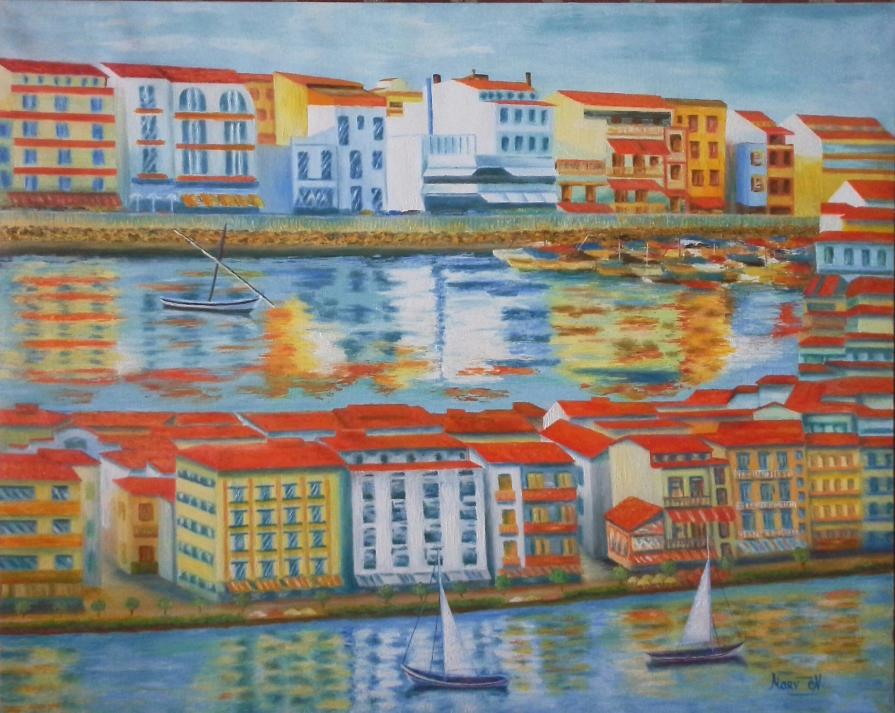 mosaico di una citta marina